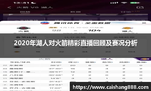 2020年湖人对火箭精彩直播回顾及赛况分析